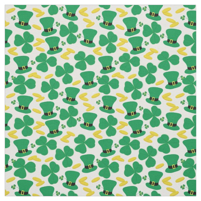 Tecido Padrão de Chapéu de Moedas Douradas de Shamrock Le (Modelo)