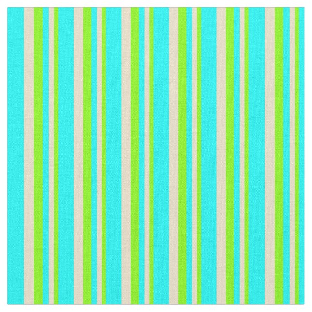 Tecido Padrão de Chartreuse, Tan e Lined/Striped ciano (Detalhe)