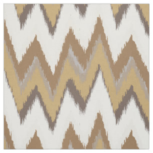 Tecido Padrão de chevron tribal de ikat de ouro neutro