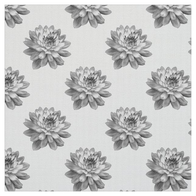 Tecido Padrão de Chrysanthemum - Monocromo em Branco (Modelo)