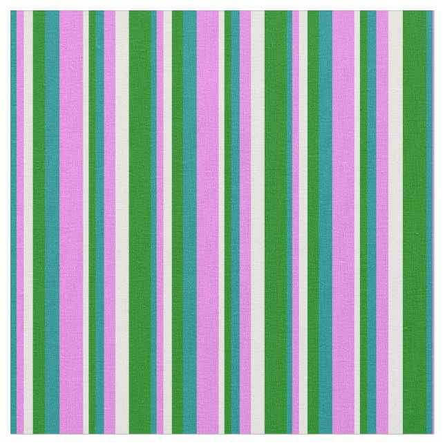 Tecido Padrão de Ciano Escuro, Violeta, Branco e Verde (Detalhe)
