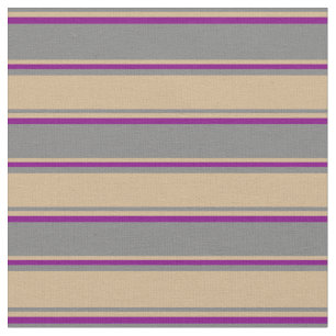 Tecido Padrão de cinzas, Tan & Purple Lines/Stripes