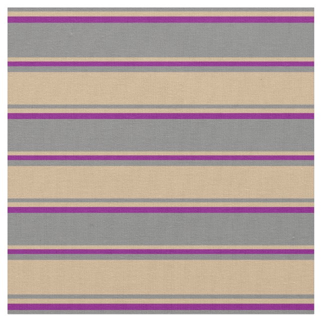 Tecido Padrão de cinzas, Tan & Purple Lines/Stripes (Detalhe)