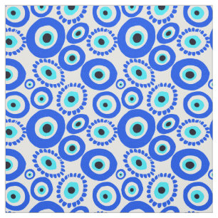Tecido Padrão de Círculo Branco Azul-Grego