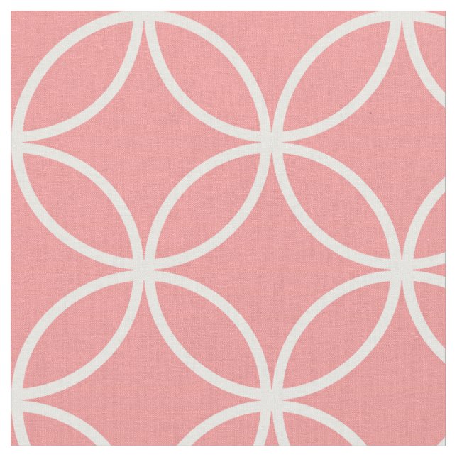 Tecido Padrão de Círculos Sobrepostos Rosa e Branco Fofo (Detalhe)
