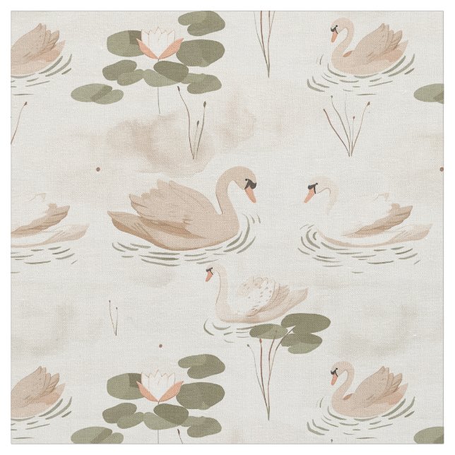 Tecido Padrão de Cisne Elegante neutro (Detalhe)