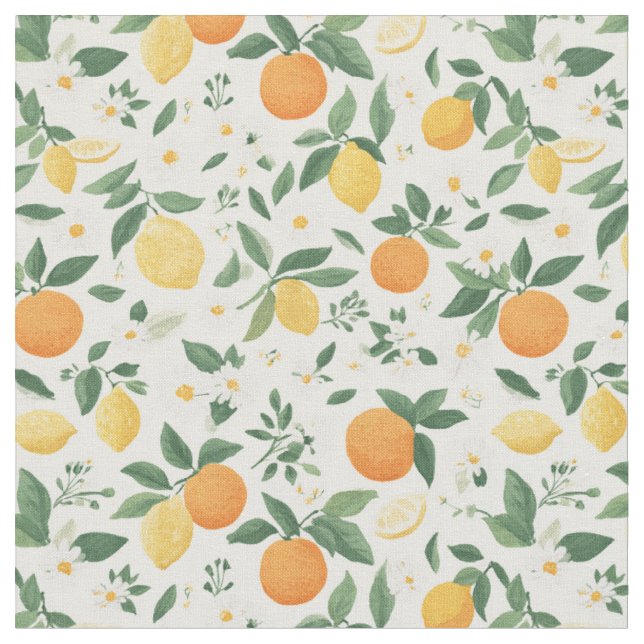 Tecido Padrão de Citros de Limão e Laranja  (Detalhe)