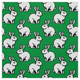 Tecido Padrão de coelhos - Preto e Branco com Kelly Green