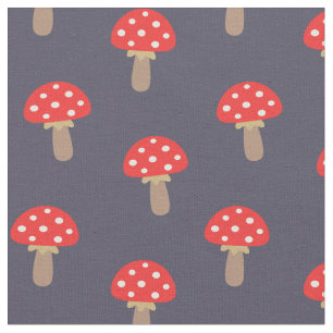 Tecido Padrão de Cogumelos de Bolinhas Vermelha