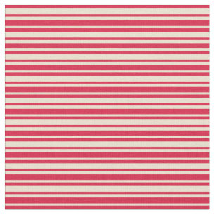 Tecido Padrão de Coloração de Crimson e Beige/Striped