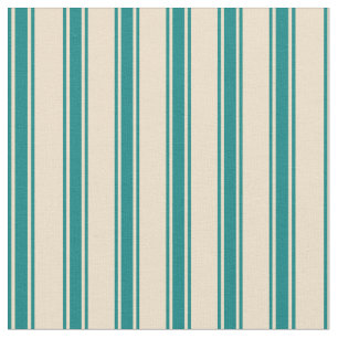 Tecido Padrão De Coloração De Tan E Teal/Striped