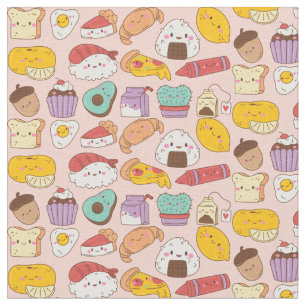 Tecido Padrão de Comida Kawaii