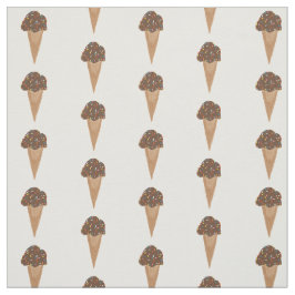 Tecido Padrão de Cones de Sorvete de Chocolate