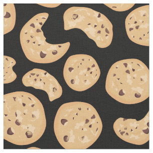Tecido Padrão de Cookies Chip de Chocolate Divertido