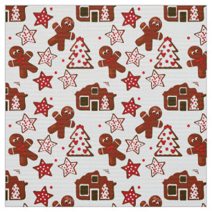 Tecido Padrão de Cookies de Gingerpão de Natal bonito