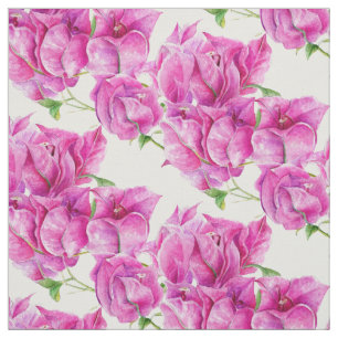 Tecido Padrão de cor aquosa floral rosa