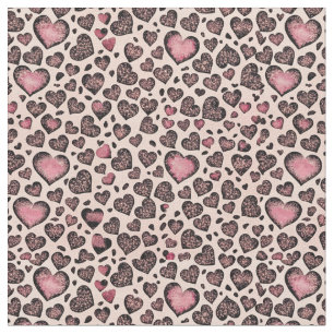 Tecido Padrão de Coração de Leopardo Rosa em Rubor