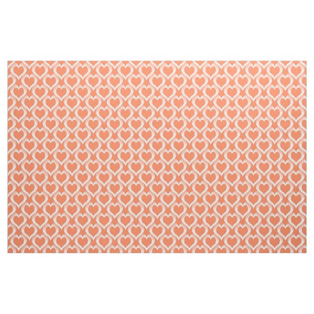 Tecido Padrão de Corações Brancos Coral (Fat Quarter)