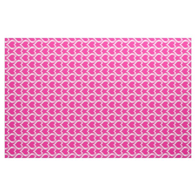 Tecido Padrão de Corações Brancos Rosa (Fat Quarter)