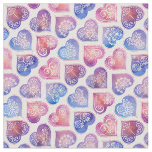 Tecido Padrão de Corações de Mandala