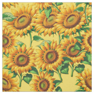 Tecido Padrão de Cottagecore Floral de Girassol Amarelo T