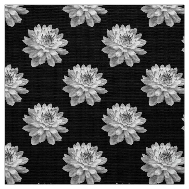 Tecido Padrão de crisântemo - Monocromo em Preto (Modelo)