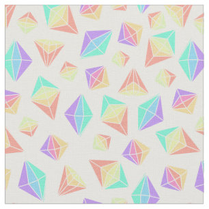 Tecido Padrão de Cristais Geométricos do Pastel Rainbow