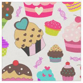 Tecido Padrão de Cupcake Cute