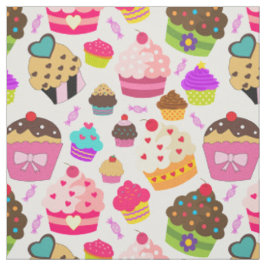 Tecido Padrão de Cupcake Cute