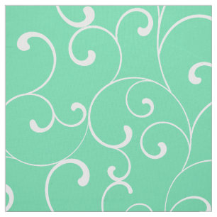Tecido Padrão de Curva Whimsical em Aqua