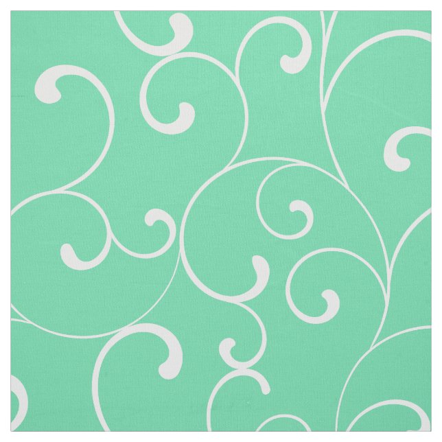Tecido Padrão de Curva Whimsical em Aqua (Modelo)