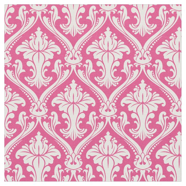 Tecido Padrão de Damasco Barroco Rosa Quente da Moda (Detalhe)