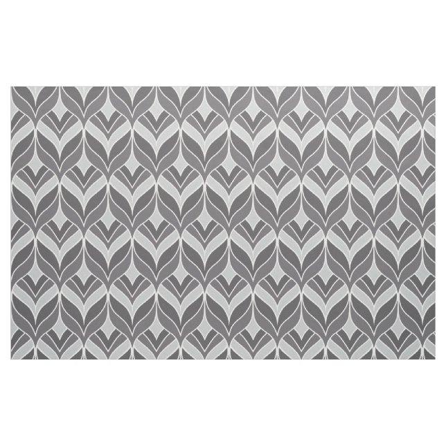 Tecido Padrão de Deco de Arte Branca e Cinza (Fat Quarter)