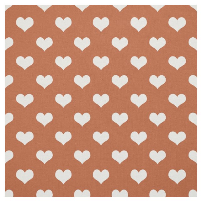 Tecido Padrão de Design Coração de Amor Branco Marrom (Modelo)