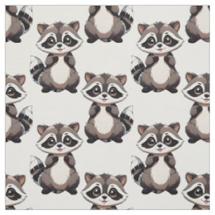 Tecido Padrão de Design de Guaxinim Branco