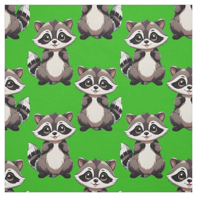Tecido Padrão de Design de Guaxinim Verde  (Modelo)
