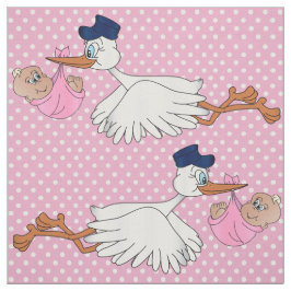 Tecido Padrão de Design de Stork da Baby Girl