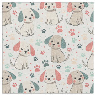 Tecido Padrão de Design Minimalista de Cachorrinho Fofo e