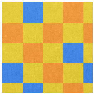Tecido Padrão de Design Xadrez Laranja Amarelo Azul