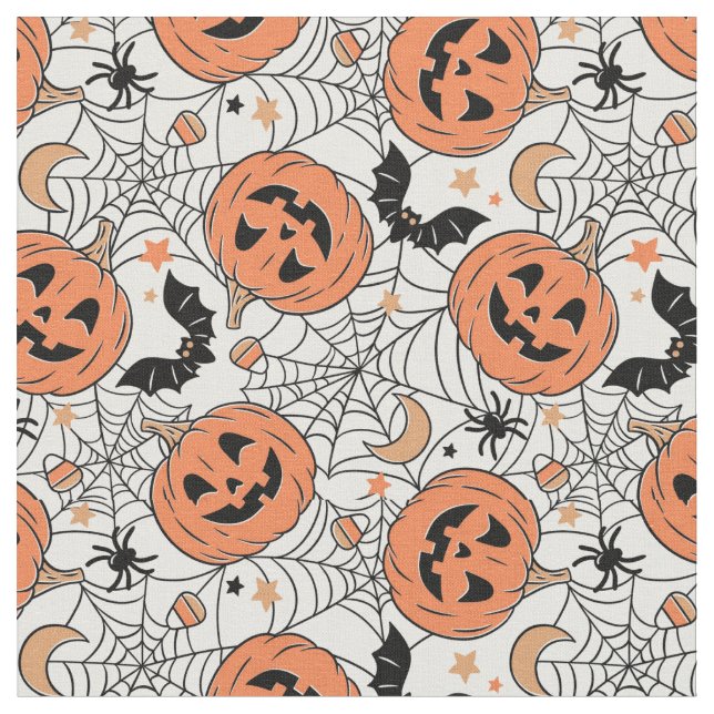 Tecido Padrão de Dia das Bruxas Spooky Pumpkin (Detalhe)