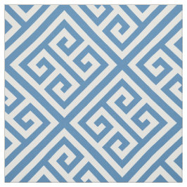 Tecido Padrão de Diag T Grego Grego - Azul Branco Branco 