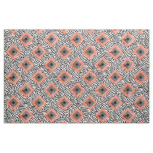 Tecido Padrão de Diamante Branco Negro Laranja