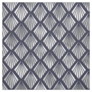 Tecido Padrão de Diamante de Deco de Arte Marinho Azul e
