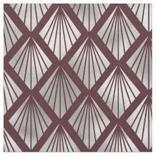 Tecido Padrão de Diamante Maroon e Arte Prateada
