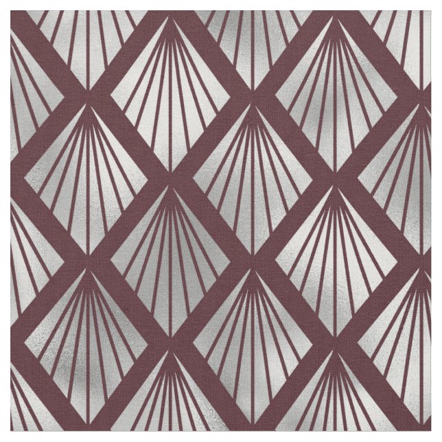 Tecido Padrão de Diamante Maroon e Arte Prateada (Detalhe)