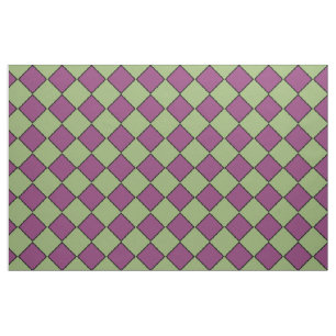 Tecido Padrão de Diamante Xadrez Verde Roxo