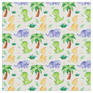 Tecido Padrão de Dinossauro de Neon Watercolor Cute