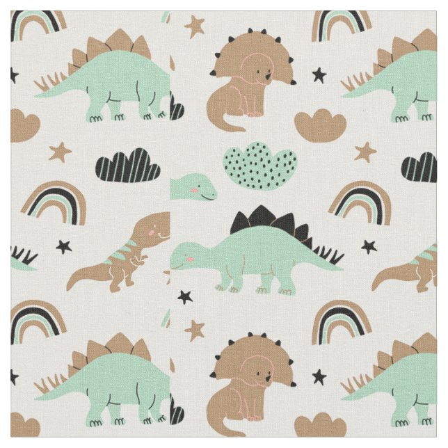 Tecido Padrão de Dinossauro Verde da Casa Verde (Detalhe)