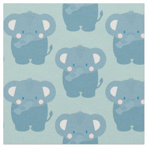 Tecido Padrão de elefante azul claro