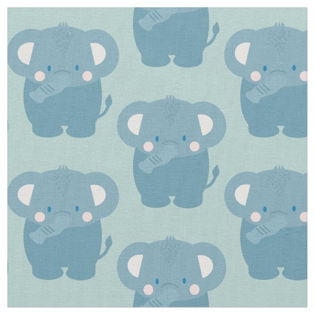 Tecido Padrão de elefante azul claro (Detalhe)